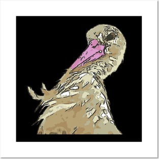 White Stork With Incredulous Expression Black Outline Art Posters and Art